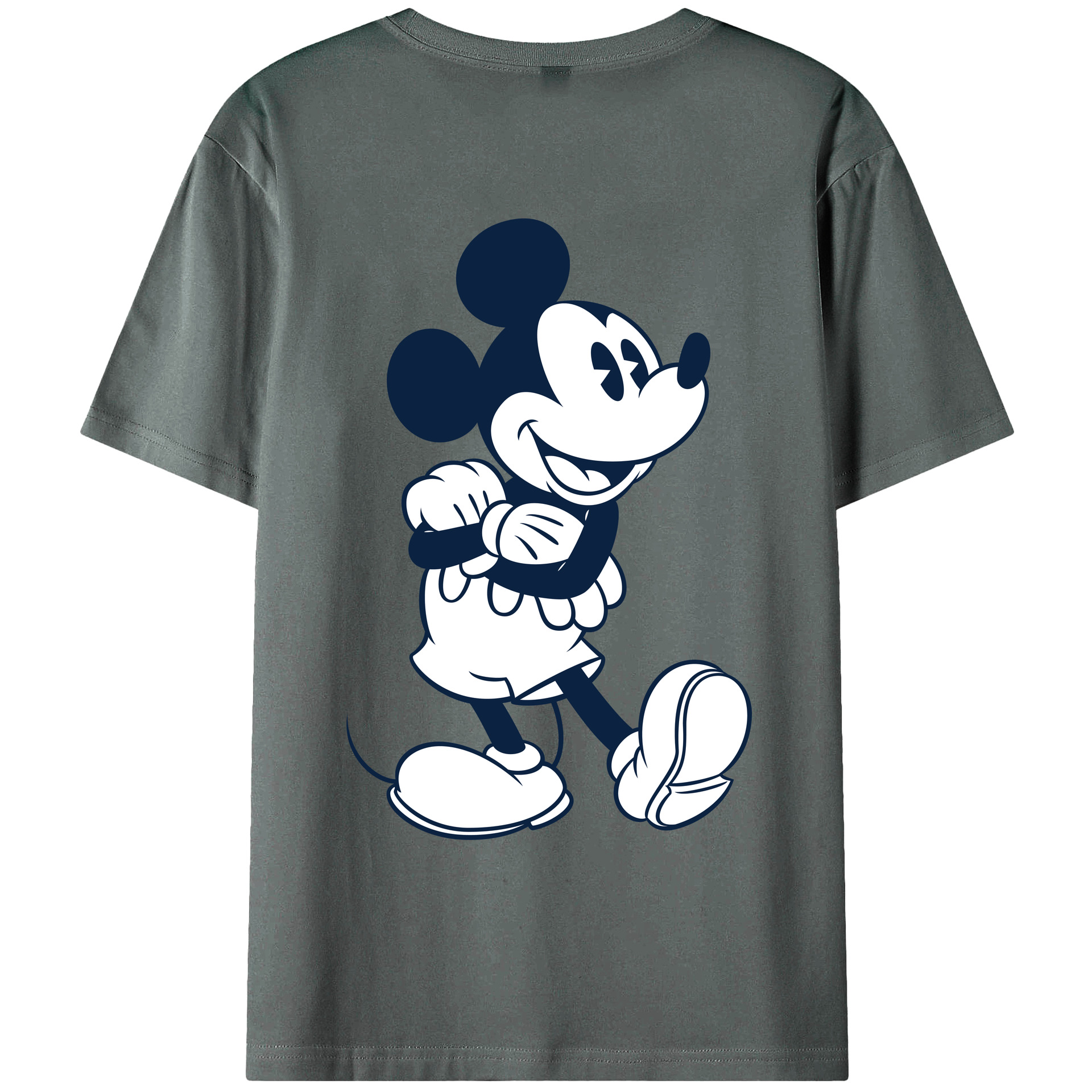 ミッキーマウス Mickey Mouse 綿100％ メンズ半袖Tシャツ（バックプリント） 通気性